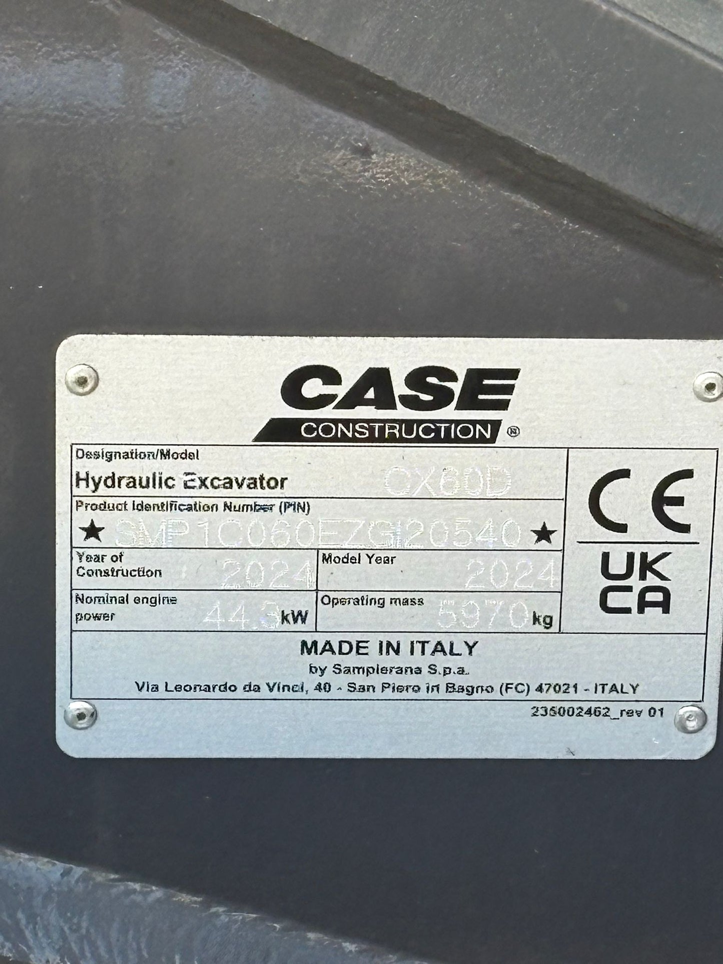 CASE CX60D (braccio monolitico)