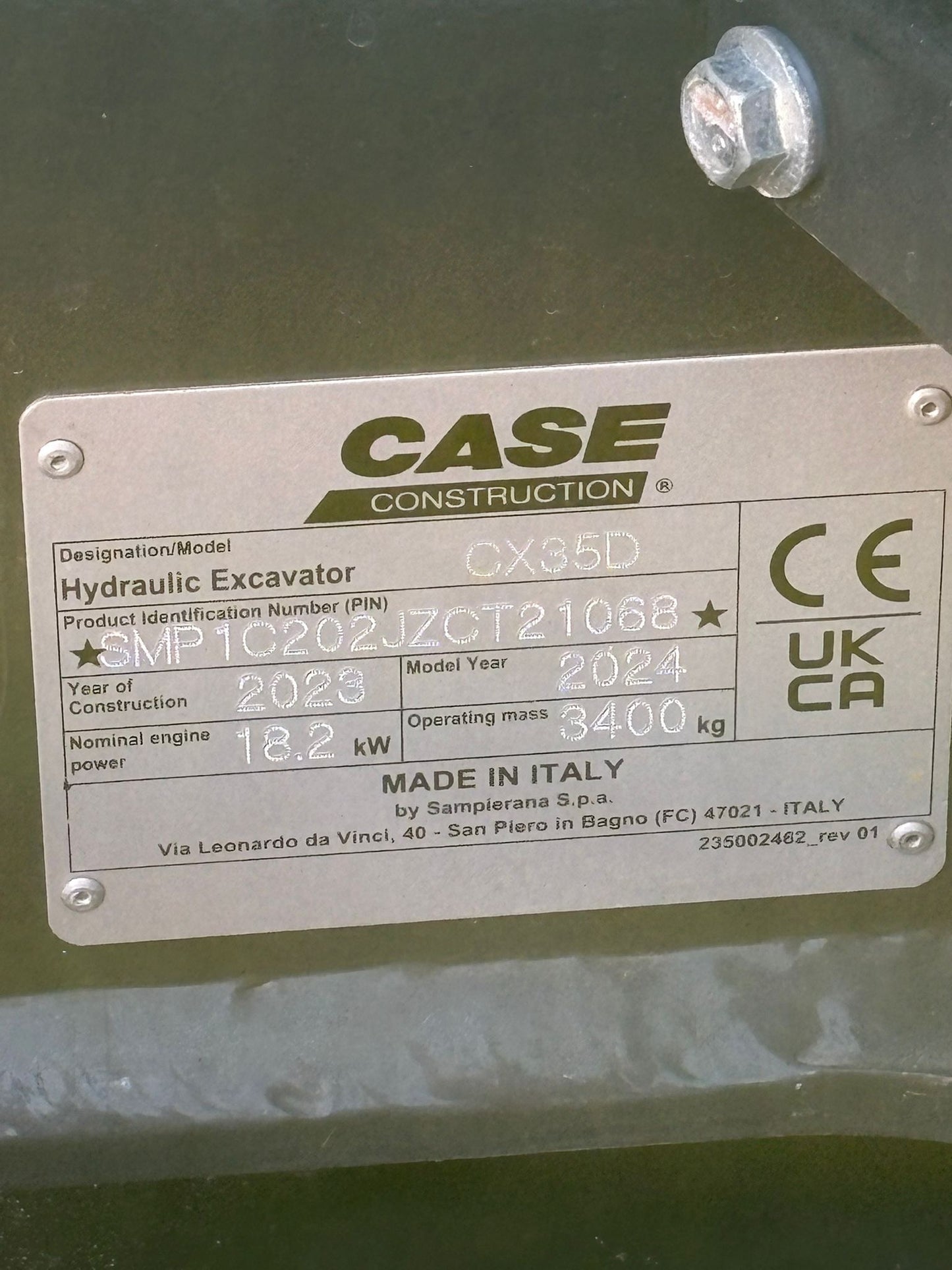 CASE CX35D (braccio monolitico)