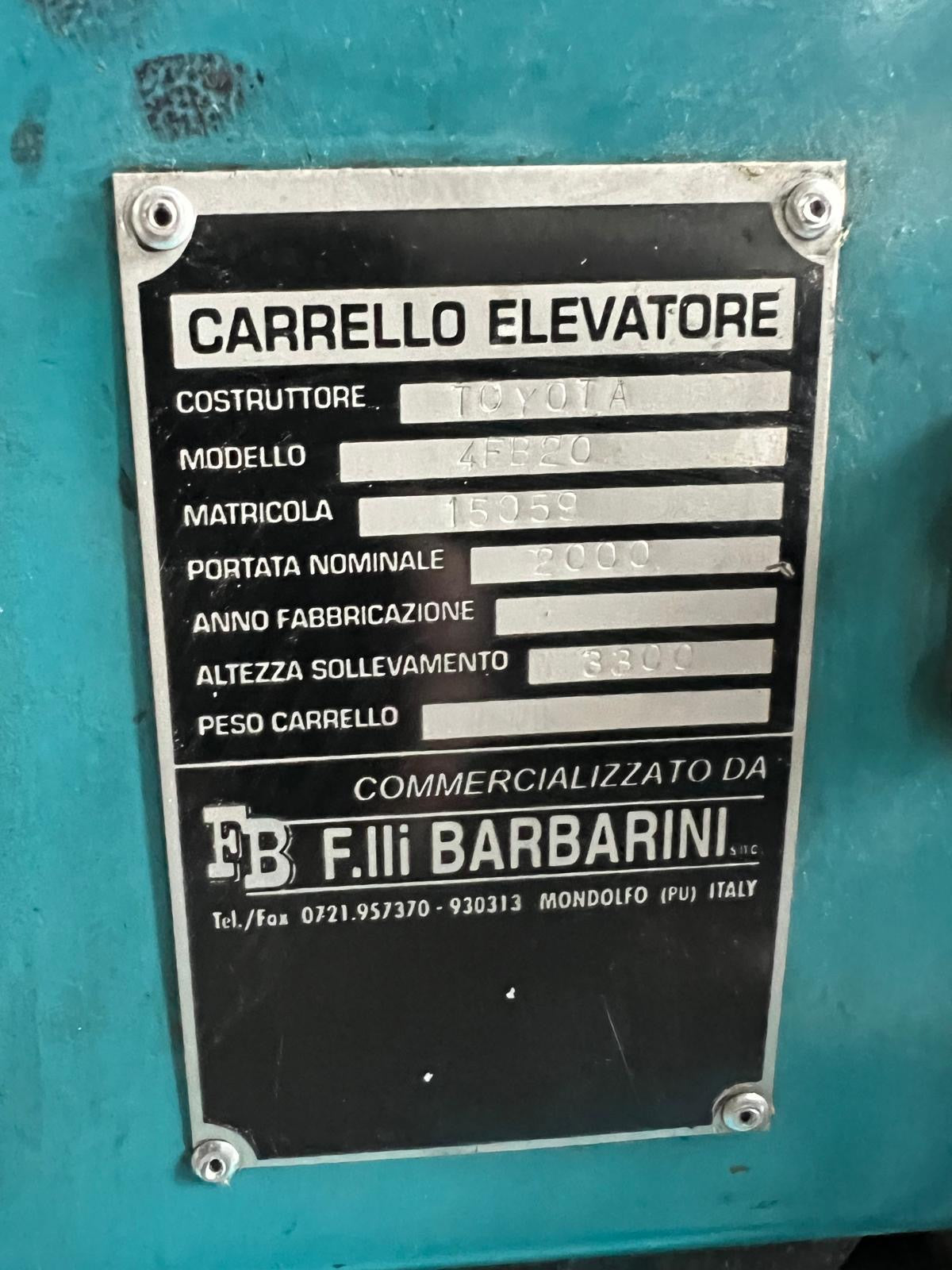 Carrello elevatore, Muletto Elettrico Toyota 20 qli